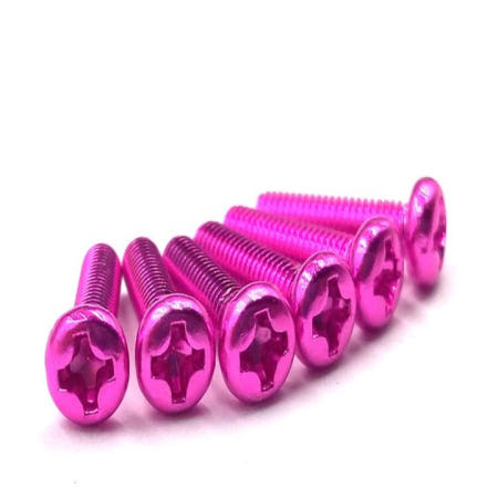 [해외]M2.5 알루미늄 합금 컬러 필립스 나사 라운드 헤드 볼트 십자 슬롯 핑크