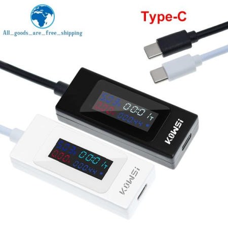 [해외]TZT 전압 C타입 USB-C 테스터, 타이밍 전류계, 디지털 충전기 KWS-065C, 4-30V, 6.5A
