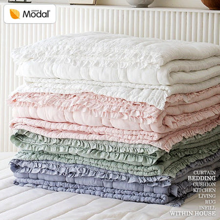 [위드인하우스]모달 밀키 홀짝누비 Q스프레드/S이불, 특허워싱, 160x230, 4color