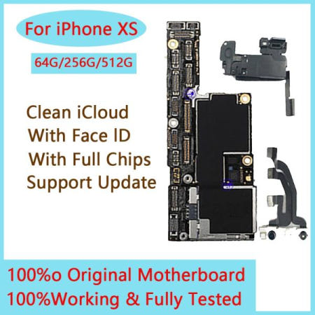 [해외]기가바이트 컴퓨터 메인보드IPhone XS용 오리지널 무료 iCloud 마더보드, 얼굴 ID 포함 또는 없음, 64GB, 전체 칩, 논리 지원 잠금 해제