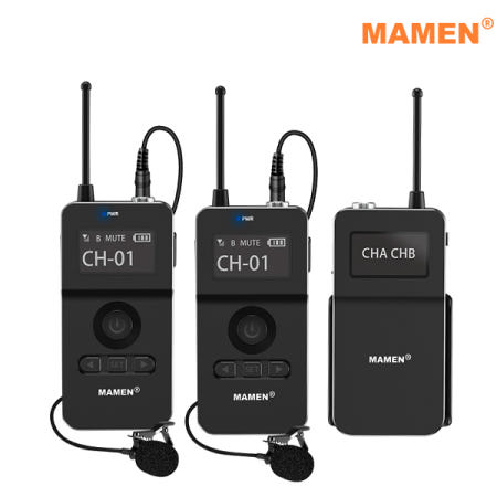 [MAMEN 공식수입사] MATE2 2TX 고품질 UHF 무선마이크 [수신기1+송신기2]