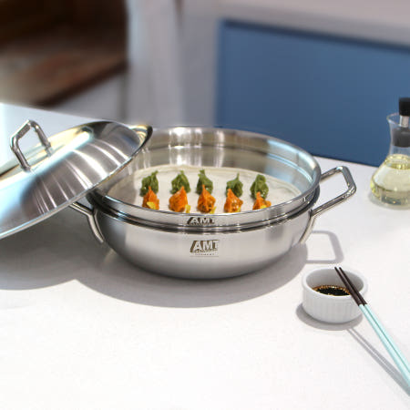 AMT 파티웍 28cm  양수냄비 316Ti 스텐통5중 샤프 인덕션 인덕션용 스텐냄비