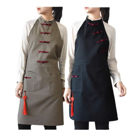 [해외]중식당 유니폼 음식점 레스토랑 알바 앞치마 유니폼 서빙복 오염방지 남녀사이즈 3색