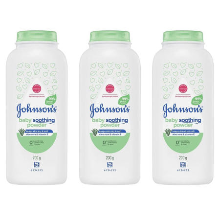 [해외]존슨즈 베이비 파우더 알로에 앤 비타민 E 클래식 센티드 200g 3팩 Johnson's Pure Cornstarch With Aloe