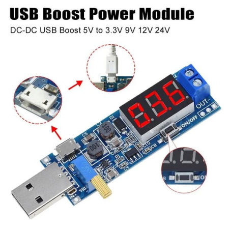 [해외]디지털 튜브 디스플레이 스텝 업 다운 부스트 벅 컨버터, USB 전원 모듈 공급 장치 출력, DC 3.5V-12V, 3 비트,