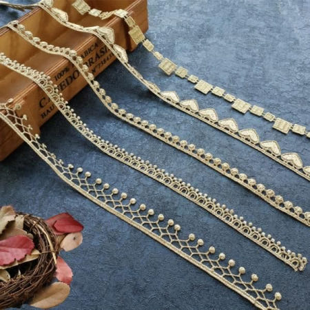 [해외]2+1 3D 입체 모티브 레이스 웨딩 드레스 자재 무대 공연용 골드 트림 파티 의류 액세서리 DIY 홈 섬유 장자 553176 03. 골동품 황동