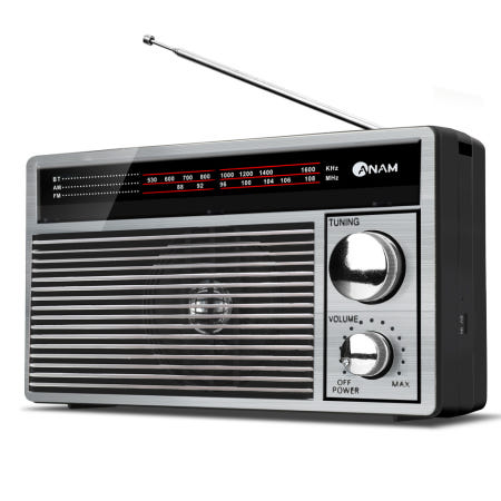 아남 레트로 무선 라디오 ANAM-R1 클래식디자인 FM/AM 라디오 블루투스 5.3 지원
