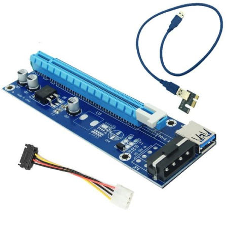 [해외]라이저 카드 USB 3.0 PCI-E 1x ~ 슬롯 어댑터 4 그래픽 비디오 비트코인 마이닝 용