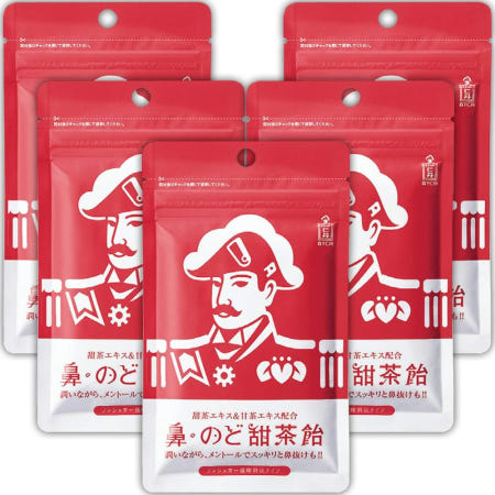 [해외]Morishita Jintan Nose & Throat Tencha 모리시타 진탄 코 앤 목 텐차 사탕 슈가 프리 38g 5팩