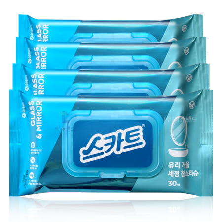스카트 유리거울 세정티슈 캡형 30매x4개