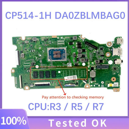 [해외]에이서 크롬북 CP514-1H 노트북 메인보드용 메인보드, DA0ZBLMBAG0 NBA4A11001 NBA4A1100B NBA0211002, W/ R3/R5/R7 CPU 1