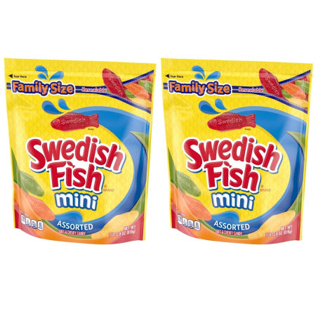 [해외]SWEDISH FISH Mini Assorted Soft & Chewy Candy 미국 스웨디쉬 피쉬 미니 물고기 종합 젤리 구미 캔디 816g 2팩