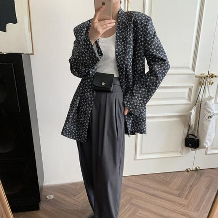 [해외]레트로 플라워 프린트 여성 자켓 가을 간절기 아우터 유니크 627110