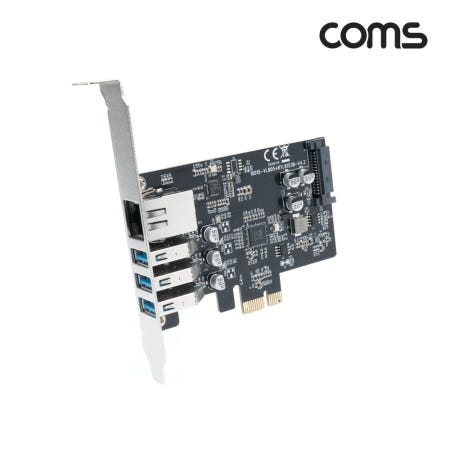 Coms PCIe 카드 USB 3.0 3포트(5Gbps) + RJ45 1포트, 랜카드, LAN, 기가비트, 10/100/1000Mbps, Gigabit KS585
