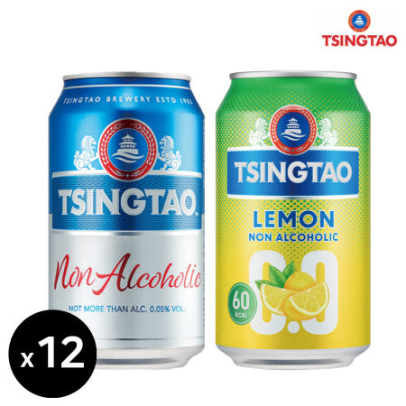 칭따오 논알콜릭 레몬 무알콜 맥주맛 논알콜 음료 330ml 12캔 세트 각6개씩