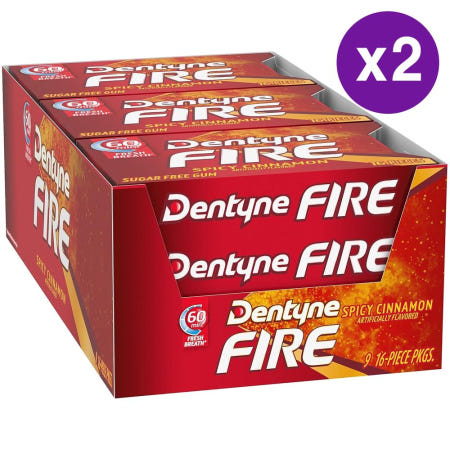 [해외]Dentyne 덴타인 파이어 스파이시 시나몬 껌 16개입 9팩 2세트
