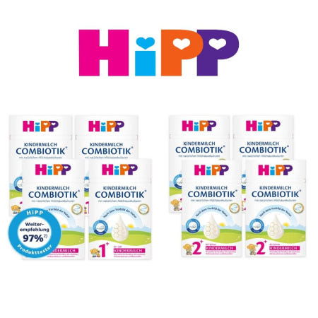 [해외]독일 힙 킨더밀쉬 600g x4개 묶음 콤비오틱 1+ 2+단계 어린이 우유 HiPP 독일직수