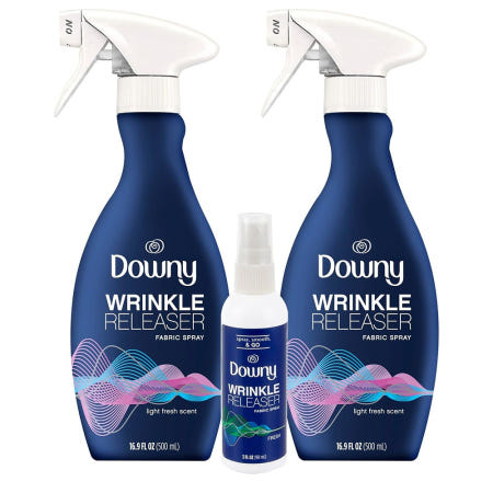 [해외]Downy 다우니 링클 릴리저 옷 주름 제거 스프레이 라이트 프레쉬향 500ml 2통 + 90ml 1통