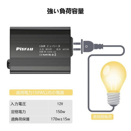 150W카 인버터 DC12V를 AC110V로 교환 차재 USB급전 2구