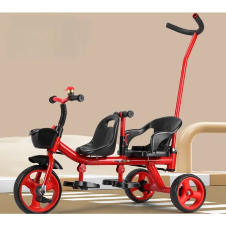 [해외]2인용 세발자전거 트라이크 레드 가족 공원 외출용 선물 산책