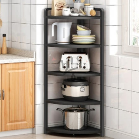 꽁s마켓 5단선반 모서리 조립식 선반 블랙 코너수납장 모서리장