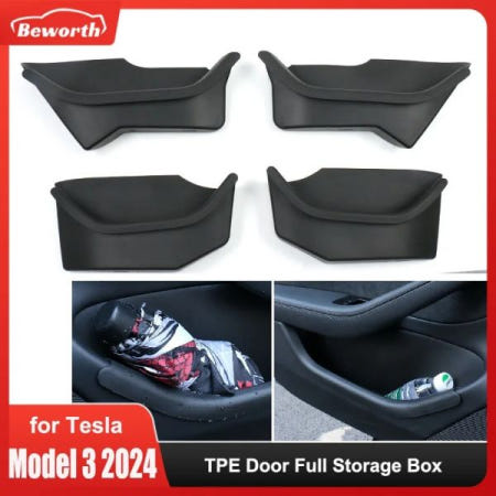 [UNBRANDED][해외]테슬라 모델 3 하이랜드 2024 문짝 전체 보관함 슬롯 정리함 트레이, 방수 스크래치 방지 보호대 자동차 액세서리