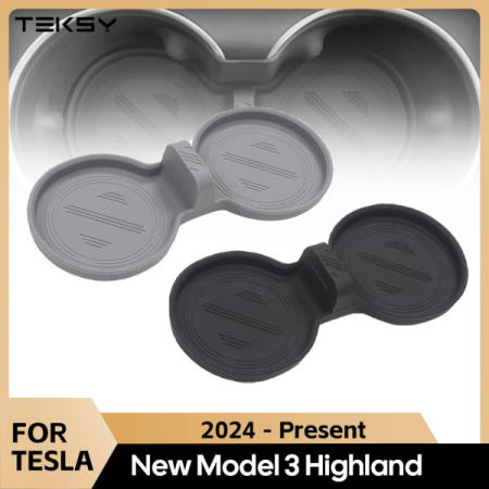 [UNBRANDED][해외]2024 테슬라 모델 3 하이랜드 워터 컵 매트 코스터 슬롯 미끄럼 방지 매트, 방수 음료 패드, 자동차 실리콘 인테리어 액세서리 GRAY