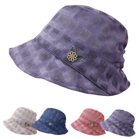 [나비드원 협력업체]여름 와이어챙 사각무늬 벙거지 4color 시원한 엄마 중년 여성 모자/YY77