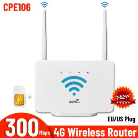 [해외]와이파이 라우터 4G 무선 300MBPS LTE CPE 모뎀 RJ45 LAN WAN 외부 안테나 핫스팟 SIM 카드 슬롯 EU/US 플러그