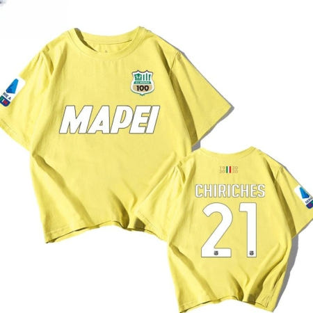 [맬라드직구협력업체][해외]이태리 세리에 A US 사수올로 칼초 티셔츠 남녀공용 캐주얼 커플 반팔티 등번호 선택