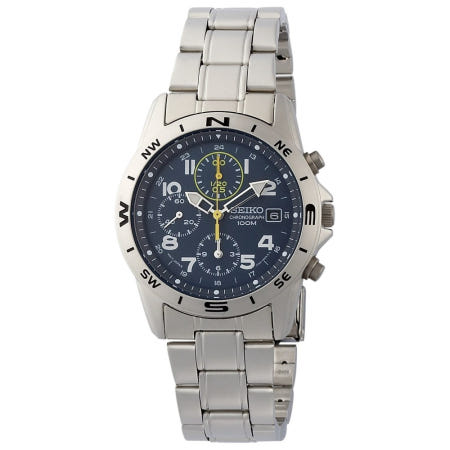 [해외]세이코 Seiko 남성 메탈 손목시계 실버 네이비 SND379P
