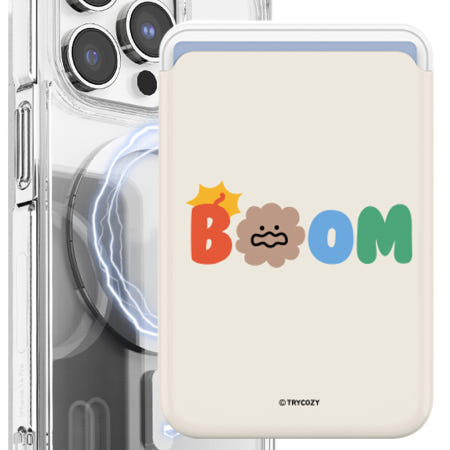 [진진케이스협력업체]말랑키치레터링 맥세이프 카드지갑 슬롯 홀더 포켓 케이스 아이폰 붐