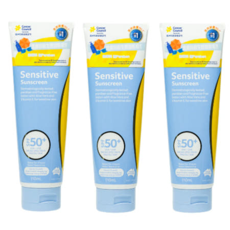 [해외]캔서 카운슬 센서티브 선크림 3개 110ml SPF50  동남아 골프 여행 선블록