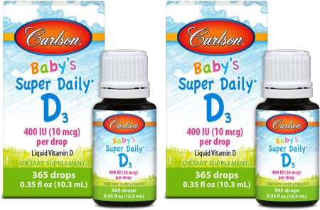 [해외]칼슨 베이비 슈퍼 데일리 D3 리퀴드 400IU 무맛 365드롭 2개