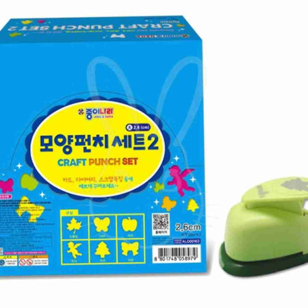 [샘샘스 협력사]종이나라 모양펀치세트2 대 6입 단풍잎 나비 사과 천사 트리 리본 모양찍어내기 만들기재료