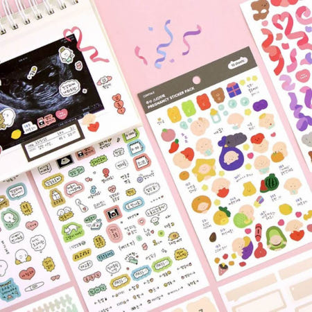 [(주)아이코닉디자인]초음파앨범 임신 주수 스티커팩 10종 다꾸스티커팩