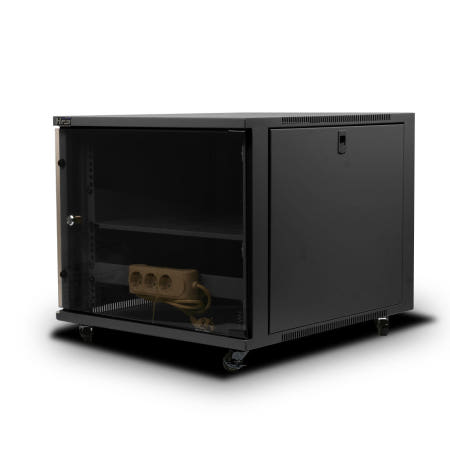 HPS-500H 9U 전면강화유리 고급형 허브랙 495mm, 블랙