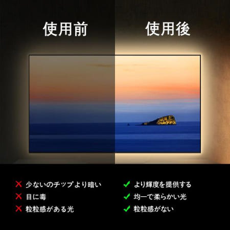 ShineBurky led 테이프 라이트 COB 고밀도 usb급전 2m 조명 10단계 320LEDs/m 컷 가능 양면 설치 cob 전구색