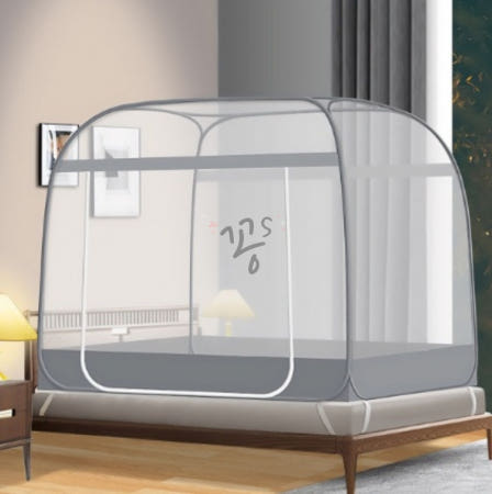 꽁s마켓 사각 원터치 침대 모기장 방충망 텐트형 목기장 180x200cm 그레이