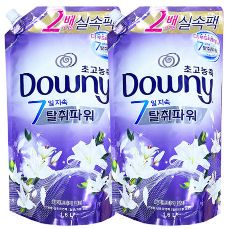 P&G 다우니 섬유유연제 리필 화이트티와릴리향 1.6L 2개