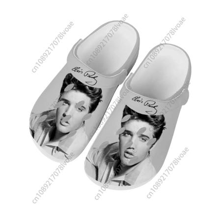[해외]남성 엘비스 워터 슈즈 프레슬리 여성 막힘 고양이 나막신 킹 홈 십대 신발 구멍 힐빌리 슬리퍼 아론