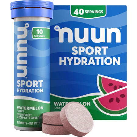[해외]Nuun Sport 하이드레이션 스포츠 음료 워터멜론 발포 정제 40개 운동 전 후 전해질 보충