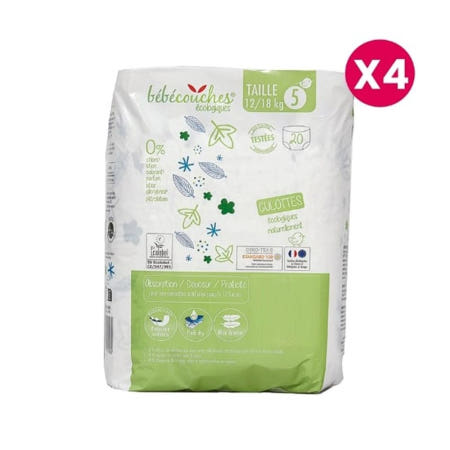 [해외]BEBECOUCHES 기저귀 20개입 4팩 사이즈 5 Eco-Friendly Baby Diapers Size 5 (12-18kg) Box Of
