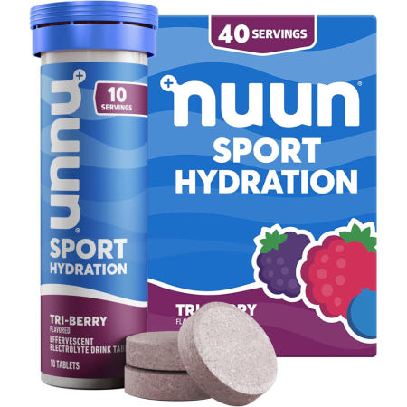 [해외]Nuun Sport 하이드레이션 스포츠 음료 트리베리 발포 정제 40개 운동 전 후 전해질 보충