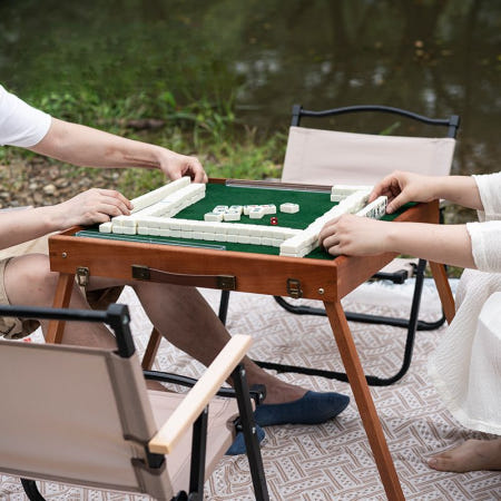 [해외]접이식 마작 테이블 서랍 보드게임 수동 카드놀이 간이 휴대용 포커 게임 책상 홀덤 탁자 직각 마작 싱글 테이블