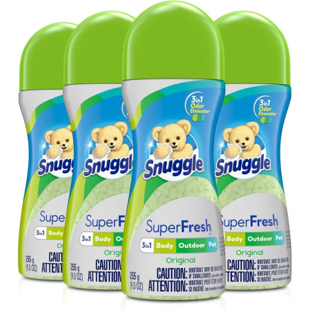 [해외]Snuggle Scent 쉐이크 인워시 향기 부스터 비즈 슈퍼프레시 오리지널 255g 4팩