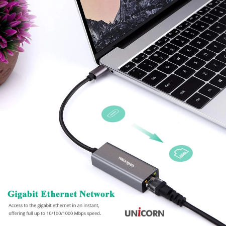 유니콘 CLAN-1000GC USB C타입 기가비트 유선 랜카드 랜어댑터 알루미늄