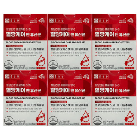 종근당 혈당건강 프로젝트 365 혈당케어 앤 유산균 350mg x 30캡슐 6개