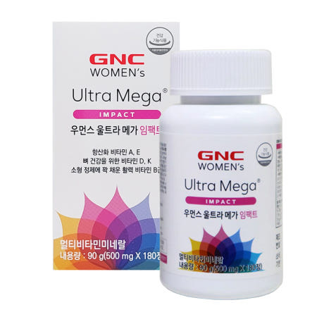 지엔씨 GNC 우먼스 울트라 메가 임팩트 500mg x 180정 1개 (3개월분) 멀티비타민 무료배송