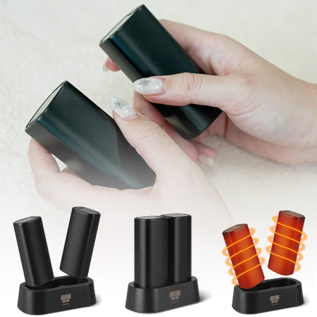 [청연]이니셜각인 크래들충전 듀얼손난로 무선 양손 휴대용손난로 온도조절 자석 전기 분리형 핫팩